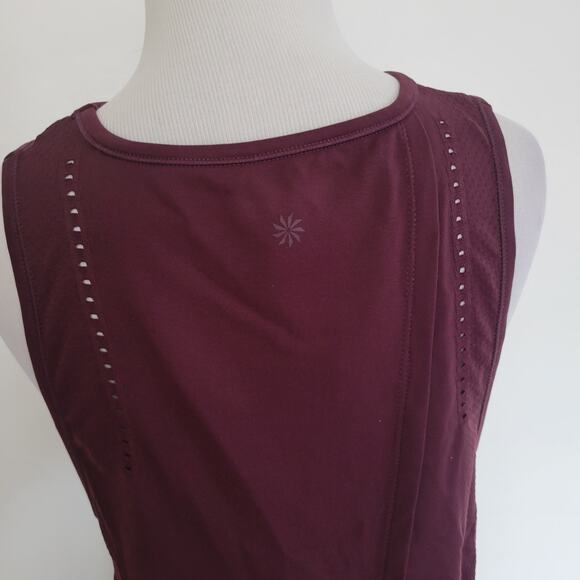 Athleta Foothill Crew Tank Athletic Split Tie Back Seamless Purple Women Small - Picture 7 of 10